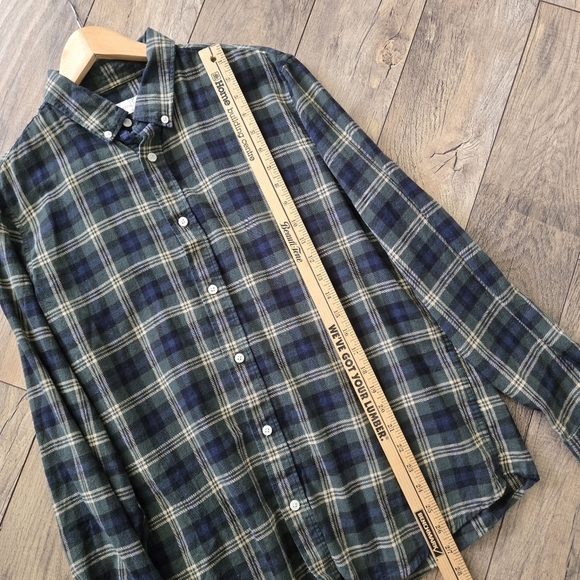 Cotton & Co. Plaid Green/Blue Medium Mens Flannel Long Sleeve Button Down Shirt - Picture 4 of 9